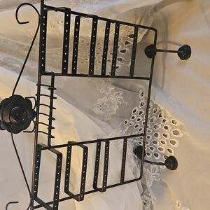 Black Metal Jewelry Organizer Stand - Classic Earring & Necklace Holder